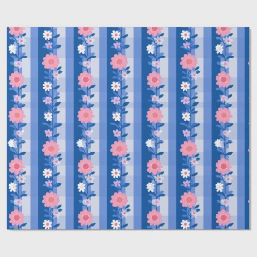 Ditsy Gingham Grandmillenial Daisies Cadeaupapier (Vlak)