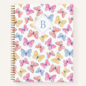 Ditsy Kleurrijke Regenboog Vlinders Monogram Notitieboek (Voorkant)