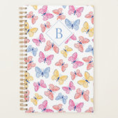 Ditsy Kleurrijke Regenboog Vlinders Monogram Planner (Voorkant)