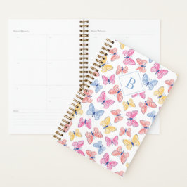 Ditsy Kleurrijke Regenboog Vlinders Monogram Planner