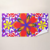 Ditsy leuke florale naadloze patronen in wit, rood badhanddoek (Badhanddoek)