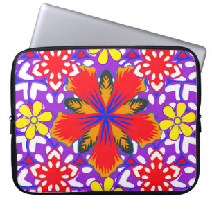 Ditsy leuke florale naadloze patronen in wit, rood laptop sleeve