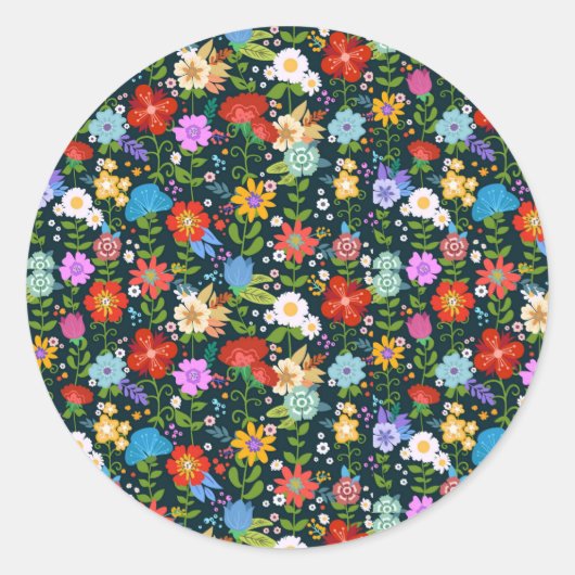 Ditsy naadloze bloemen Patroon-13554 Ronde Sticker (Voorkant)
