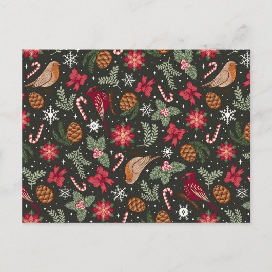 Ditsy Natural Christmas Feestdagenkaart (Voorkant)