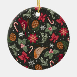 Ditsy Natural Christmas Keramisch Ornament