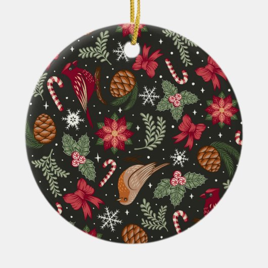 Ditsy Natural Christmas Keramisch Ornament (Voorkant)