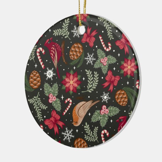 Ditsy Natural Christmas Keramisch Ornament (Links)
