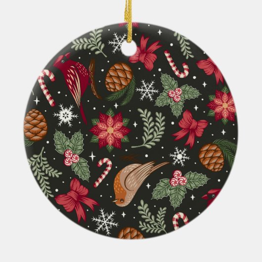 Ditsy Natural Christmas Keramisch Ornament (Achterkant)