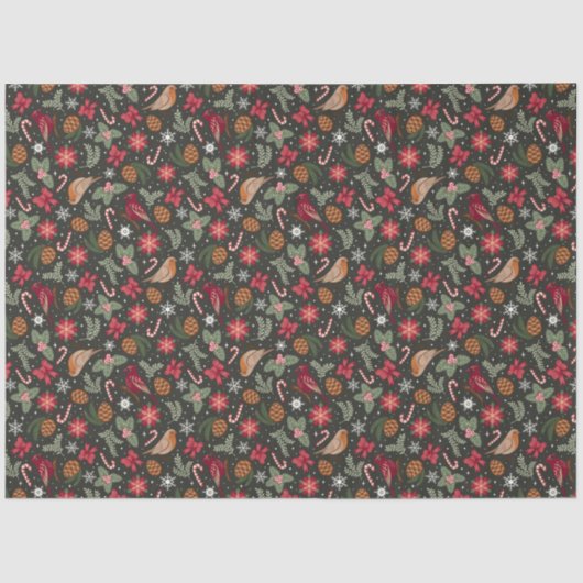 Ditsy Natural Christmas Tissuepapier (Voorkant)