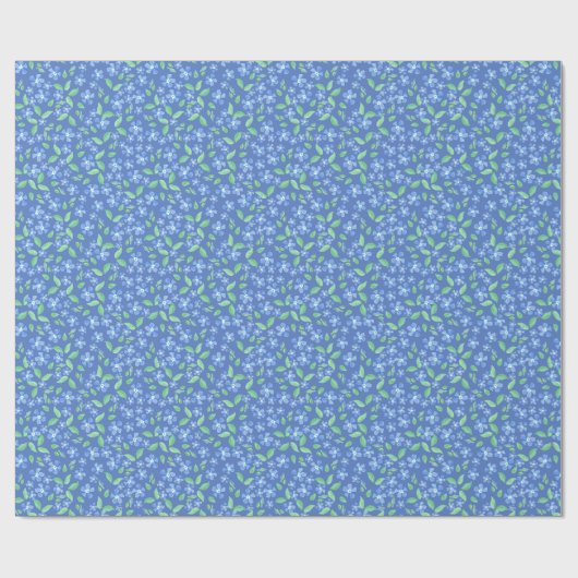  Ditsy Periwinkle Blue Green Floral Pattern Cadeaupapier (Vlak)