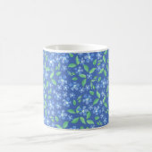  Ditsy Periwinkle Blue Green Floral Pattern Koffiemok (Center)