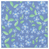 Ditsy Periwinkle Blue Green Floral Pattern Stof (Close Up)