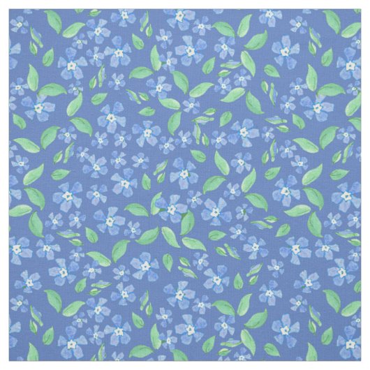 Ditsy Periwinkle Blue Green Floral Pattern Stof (Swatch)