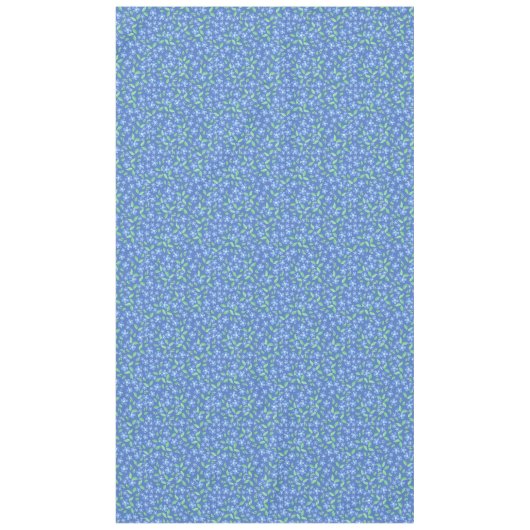 Ditsy Periwinkle Blue Green Floral Pattern Tafelkleed (Voorkant)