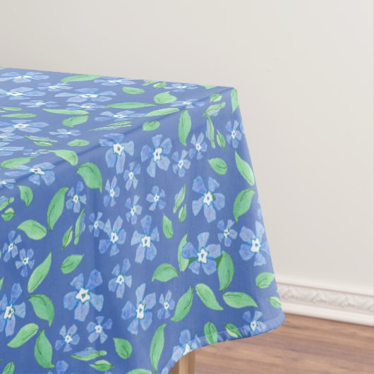 Ditsy Periwinkle Blue Green Floral Pattern Tafelkleed (Voorbeeld)