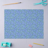  Ditsy Periwinkle Blue Green Floral Pattern Tissuepapier (Craft)