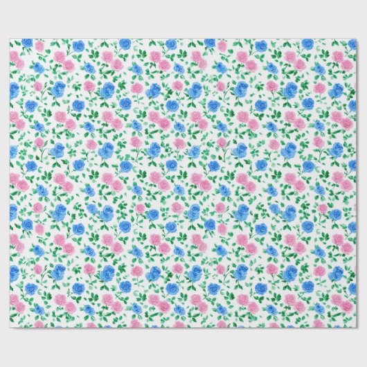 Ditsy Preppy Grandmillenial Rozen Spring Cadeaupapier (Vlak)