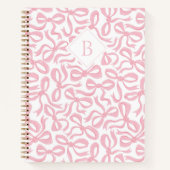 Ditsy Preppy Pink Bow-monogram Notitieboek (Voorkant)