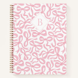 Ditsy Preppy Pink Bow-monogram Notitieboek