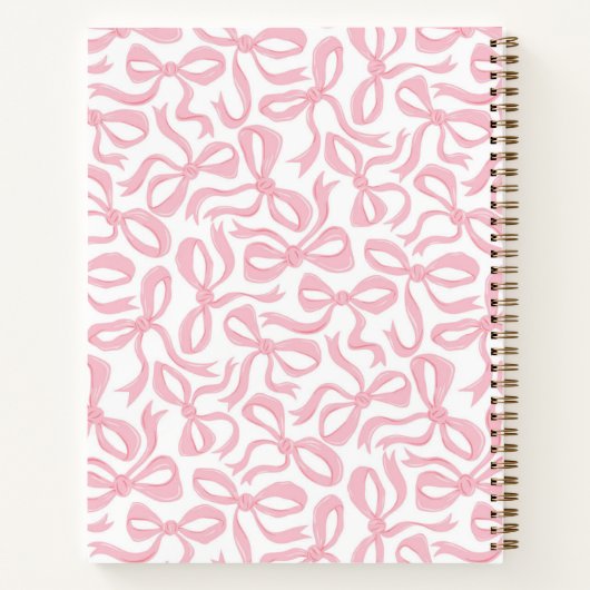 Ditsy Preppy Pink Bow-monogram Notitieboek (Achterkant)
