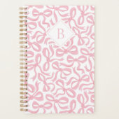 Ditsy Preppy Pink Bow-monogram Planner (Voorkant)