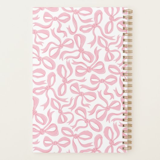 Ditsy Preppy Pink Bow-monogram Planner (Achterkant)