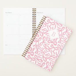 Ditsy Preppy Pink Bow-monogram Planner