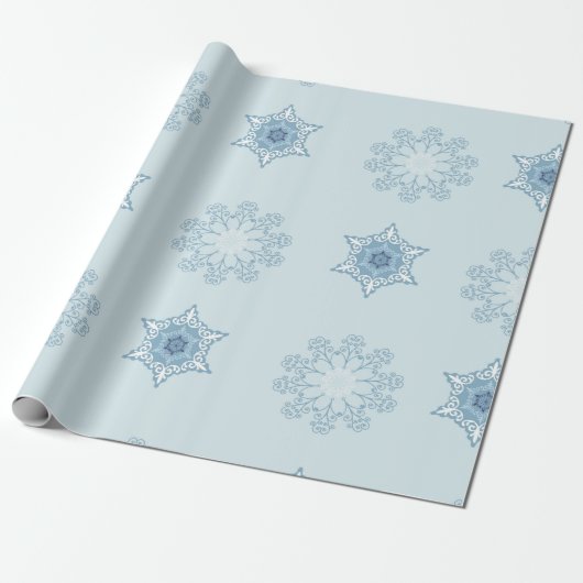 Ditsy Sneeuwvlok patroon achtergronden texturen Cadeaupapier (Uitgerold)