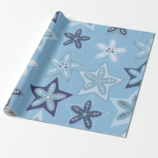 Ditsy Snowflake pattern backgrounds textures Cadeaupapier (Uitgerold)