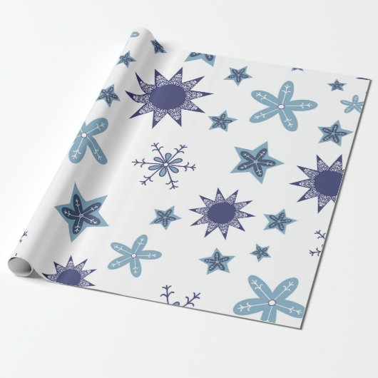 Ditsy Snowflake pattern backgrounds textures Cadeaupapier (Uitgerold)