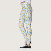 Ditsy White Daisies Pattern op Blue om aan te pass Leggings (Links)