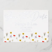Ditsy Wild Flower Save the Date Ppress Folie Uitnodiging (Voorkant)