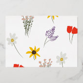 Ditsy Wild Flower Save the Date Ppress Folie Uitnodiging (Achterkant)