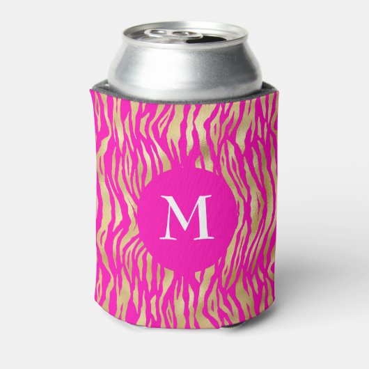 Ditte Roze Gouden Dierprint Monogram Glam Chic Kra Blikjeskoeler (Blikje Achterkant)