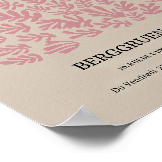 Dittelle Blush Roze Matisse Leaf Wall Art Afbeeldi Poster (Hoek)