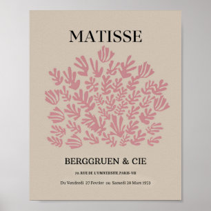 Dittelle Blush Roze Matisse Leaf Wall Art Afbeeldi Poster