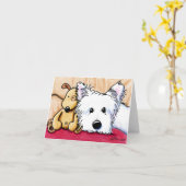 Ditto & Pudge Westie Dog Note Kaart (Gele Bloem)