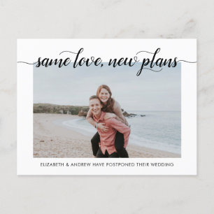 Ditzelfde liefde Nieuwe plannen Moderne chic typog Aankondigingskaart