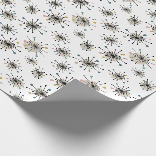 Ditzy Atomic Starburst Retro Mid Century Modern Cadeaupapier (Hoek)
