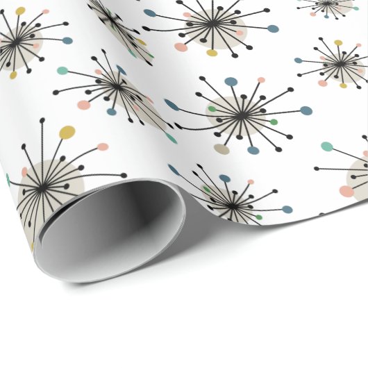 Ditzy Atomic Starburst Retro Mid Century Modern Cadeaupapier (Rol Hoek)