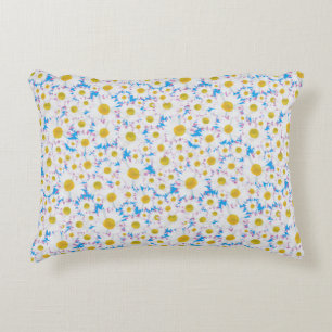 Ditzy Daisies on Blue Custom Accent Pillow Kussen