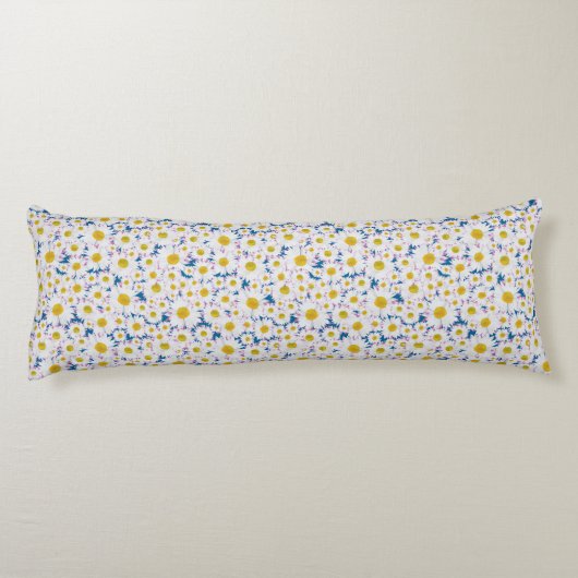 Ditzy Daisies op Blue Custom Body Pillow Lichaamskussen (Achterkant)