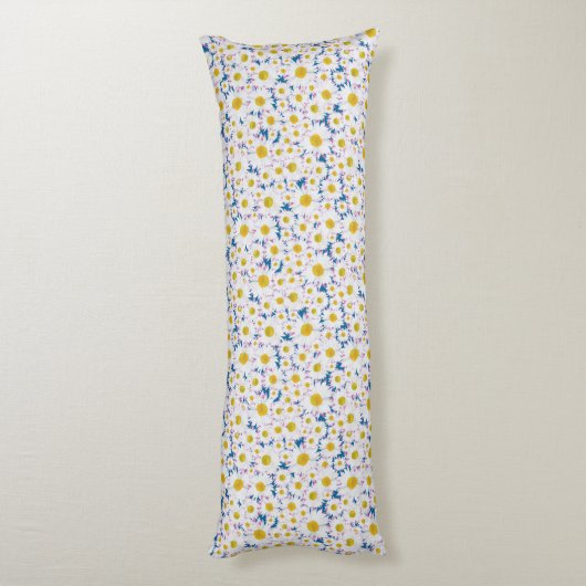  Ditzy Daisies op Blue Custom Body Pillow Lichaamskussen (Achterkant (Verticaal))
