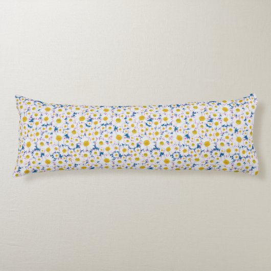  Ditzy Daisies op Blue Custom Body Pillow Lichaamskussen (Voorkant)
