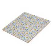 Ditzy Daisies op Blue Custom Ceramic Tile Tegeltje (Zijkant)