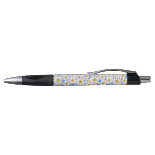 Ditzy Daisies op Blue Custom Grip Pen (Bovenkant)