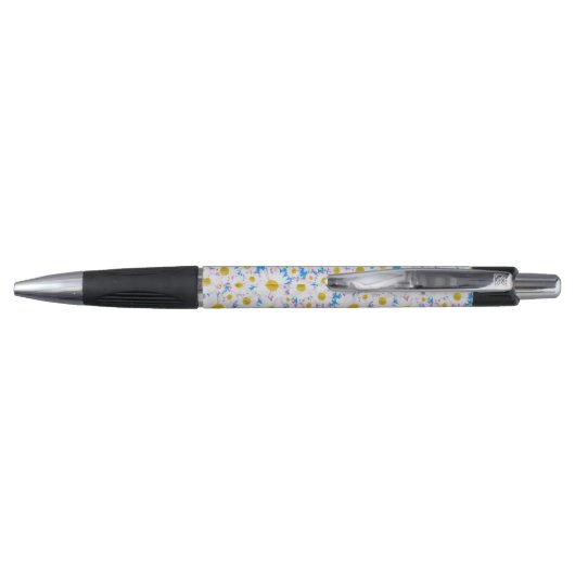 Ditzy Daisies op Blue Custom Grip Pen (Achterkant)