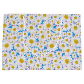 Ditzy Daisies op Blue Custom Grote Gift Bag Large Cadeautasje (Voorkant)