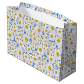 Ditzy Daisies op Blue Custom Grote Gift Bag Large Cadeautasje (Achterkant Gekanteld)