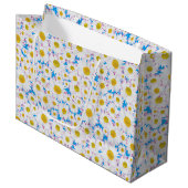 Ditzy Daisies op Blue Custom Grote Gift Bag Large Cadeautasje (Voorkant Gekanteld)